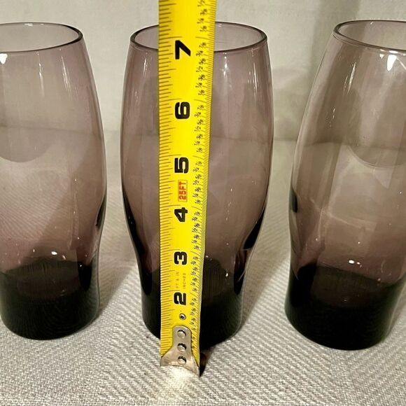 3 Vintage Amethyst/Purple Libbey Tumblers Darker At Bottom No Chips/Cracks - Picture 5 of 8
